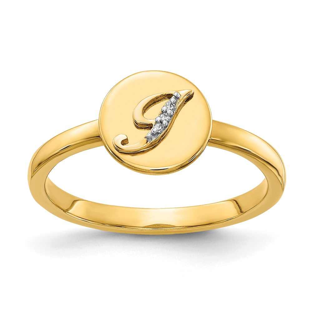14K Gelbgold Initial-Ring „J" mit natürlichem Diamant