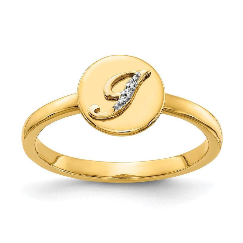 14K Gelbgold Initial-Ring „J" mit natürlichem Diamant