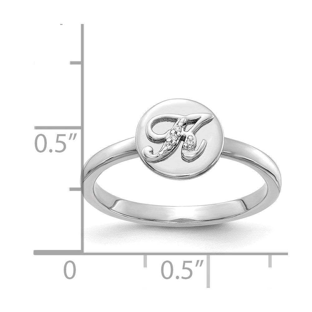 14K Weißgold Ring mit natürlichem Diamant-Initial „K“