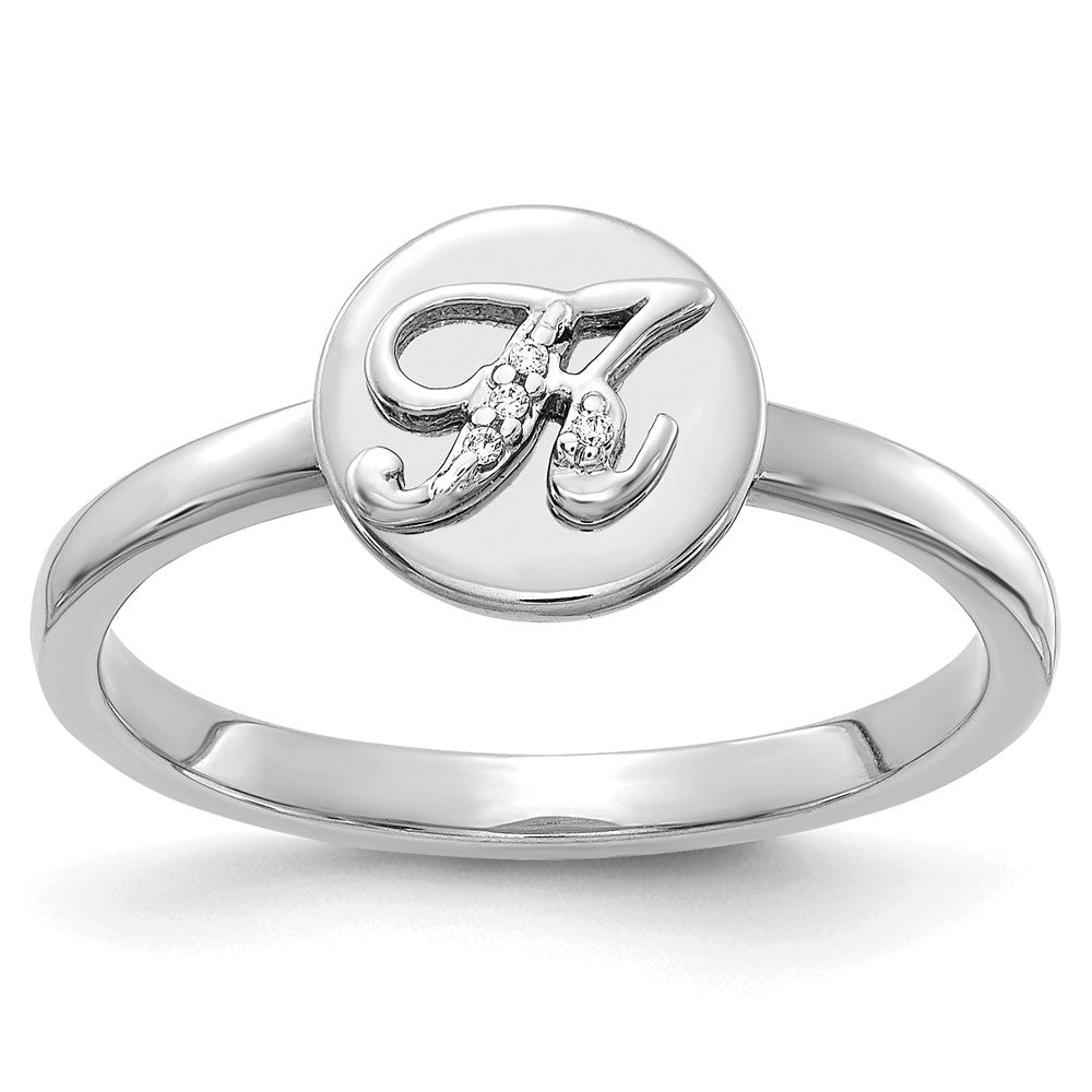 14K Weißgold Ring mit natürlichem Diamant-Initial „K“