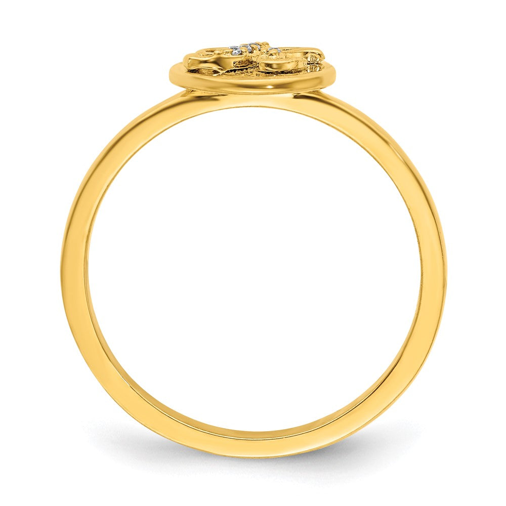 14K Gelbgold Ring mit natürlichem Diamant und Initiale „K“