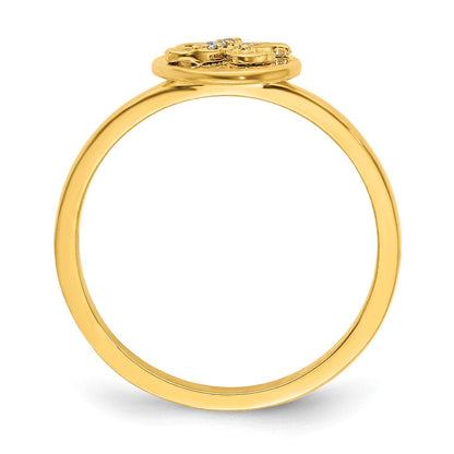 14K Gelbgold Ring mit natürlichem Diamant und Initiale „K“