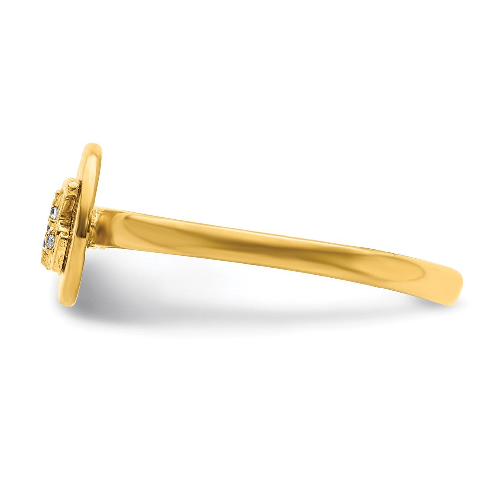 14K Gelbgold Ring mit natürlichem Diamant und Initiale „K“