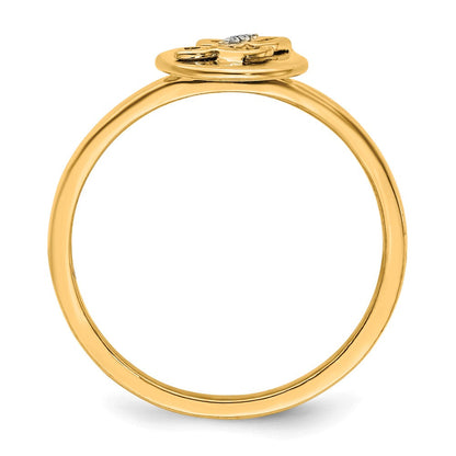 14K Gelbgold Ring mit natürlichem Diamant – Initiale „L“