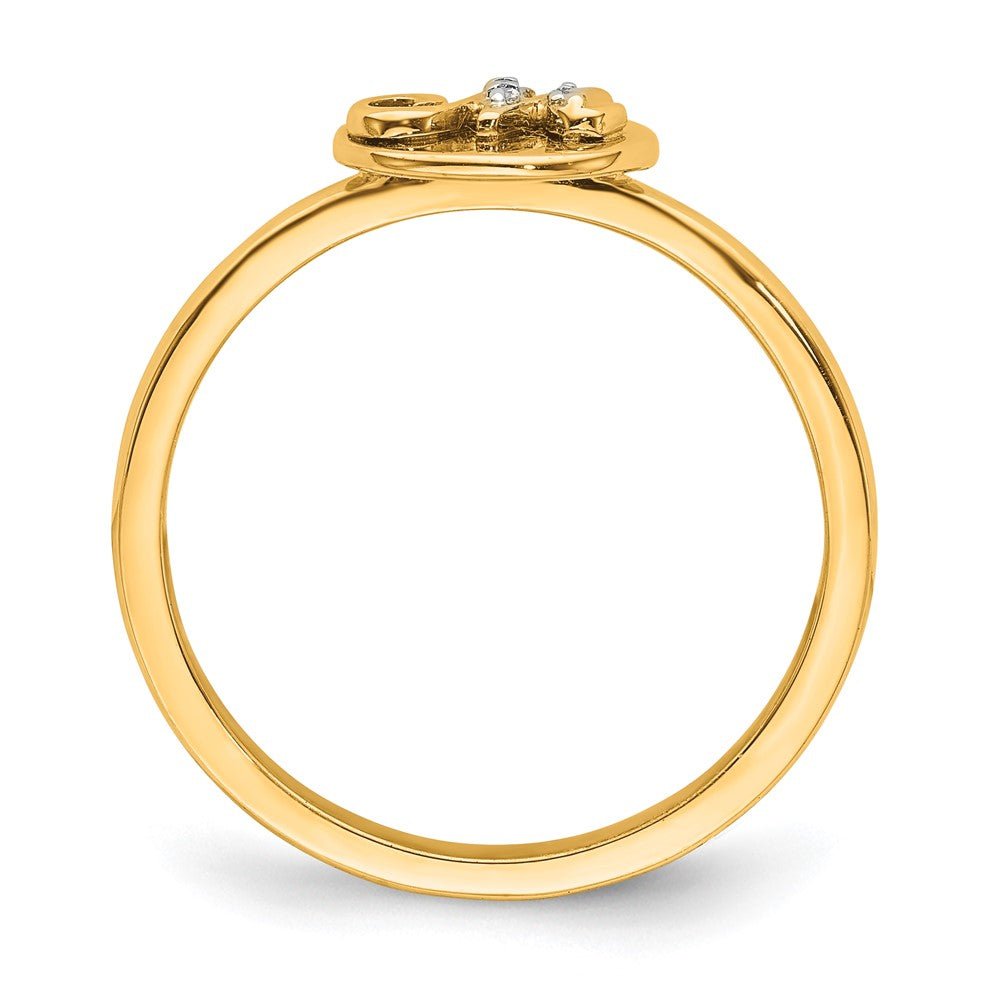 14K Gelbgold Ring mit natürlichem Diamant Initial „M“