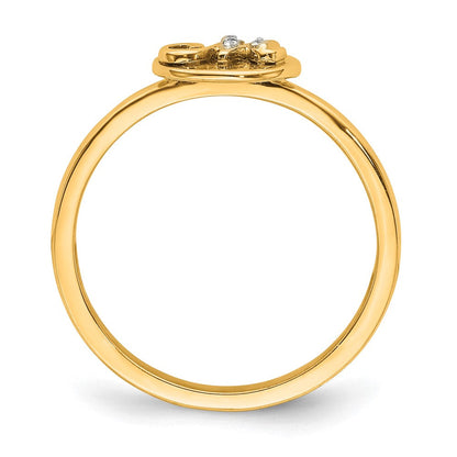 14K Gelbgold Ring mit natürlichem Diamant Initial „M“