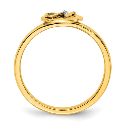 14K Gelbgold Ring mit Initiale „N" und natürlichem Diamant