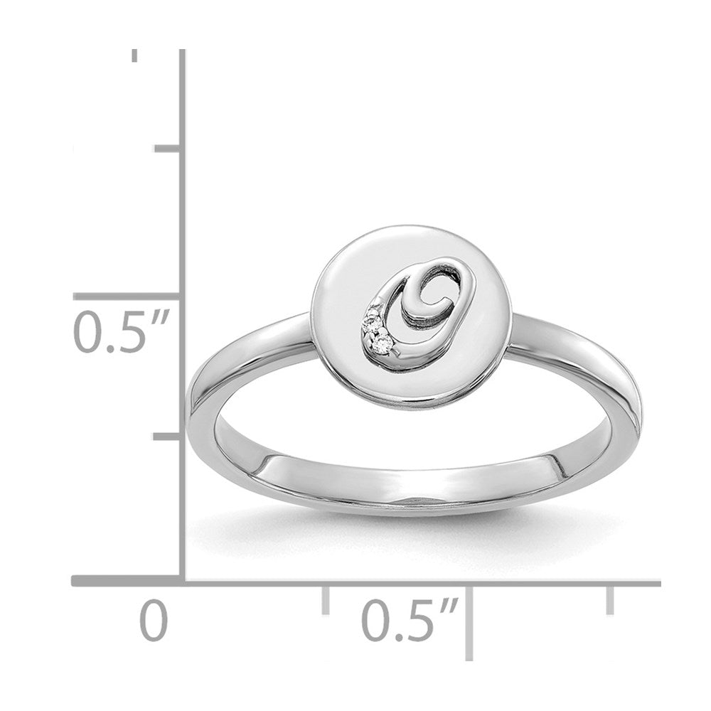 14K Weißgold Ring mit natürlichen Diamanten, Initiale "O"