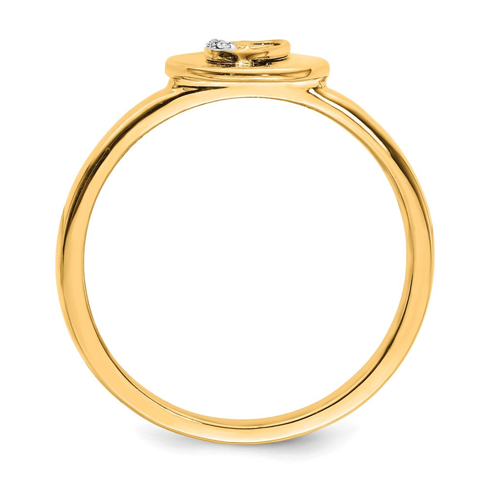 14K Gelbgold Initial-Ring „O" mit natürlichen Diamanten