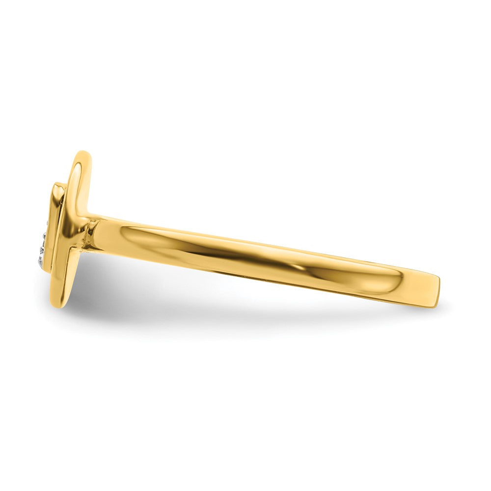 14K Gelbgold Initial-Ring „O" mit natürlichen Diamanten