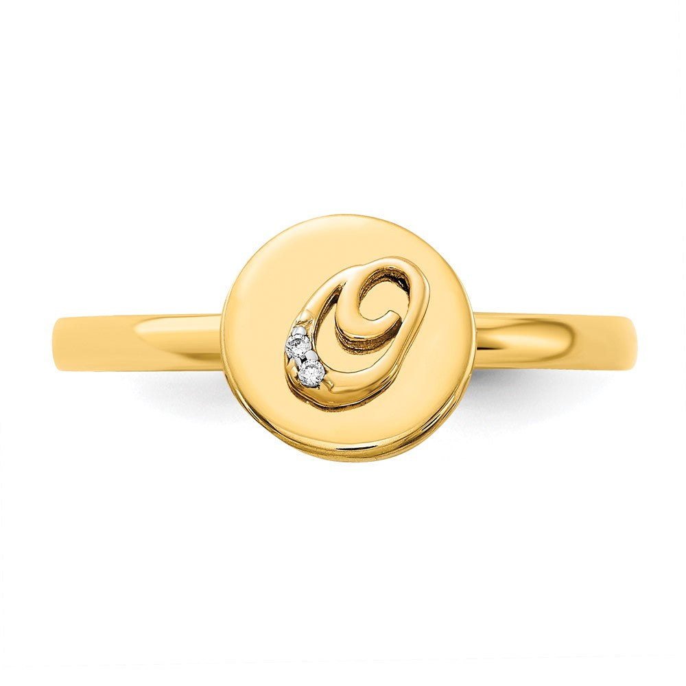 14K Gelbgold Initial-Ring „O" mit natürlichen Diamanten