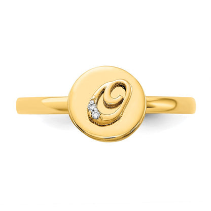 14K Gelbgold Initial-Ring „O" mit natürlichen Diamanten