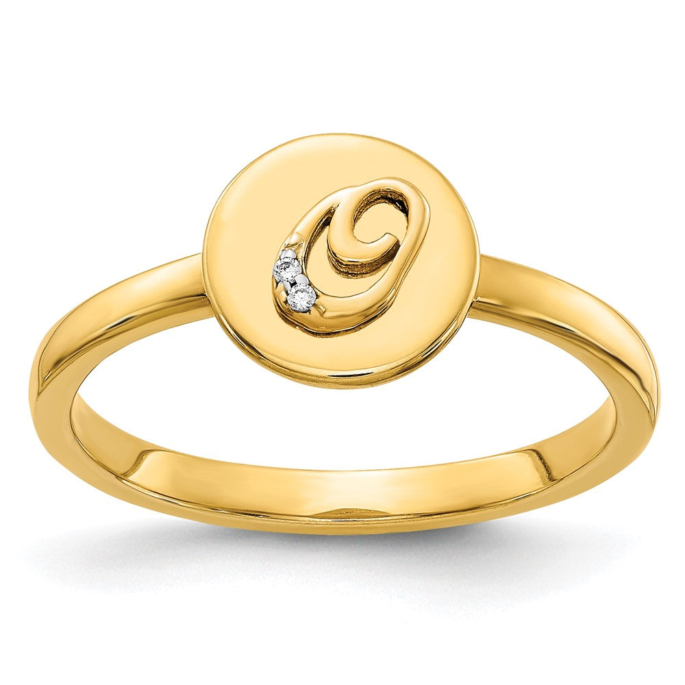 14K Gelbgold Initial-Ring „O" mit natürlichen Diamanten