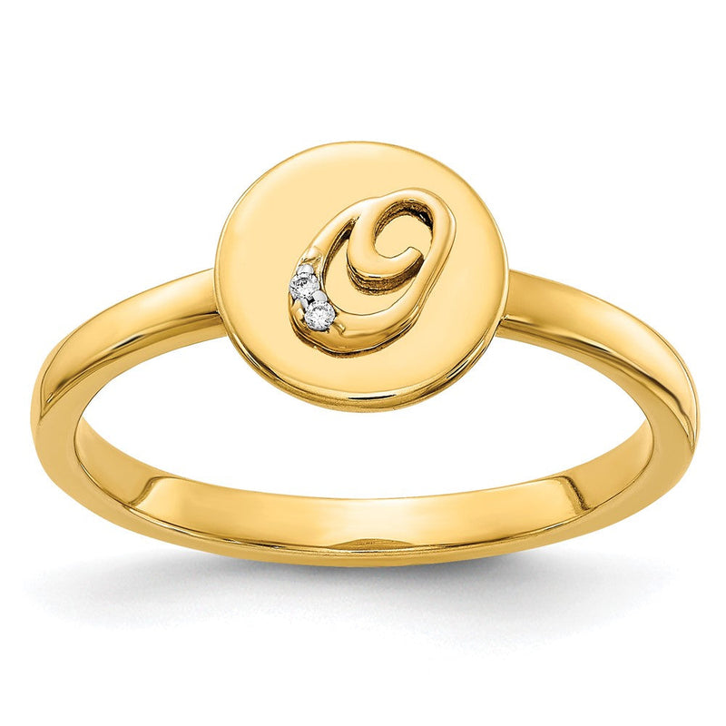 14K Gelbgold Initial-Ring „O" mit natürlichen Diamanten