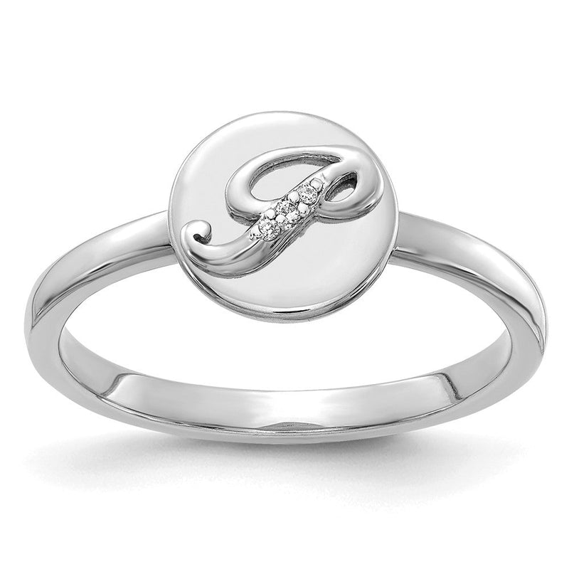 Ring mit Initiale „P“ aus 14 Karat Weißgold mit echten Diamanten