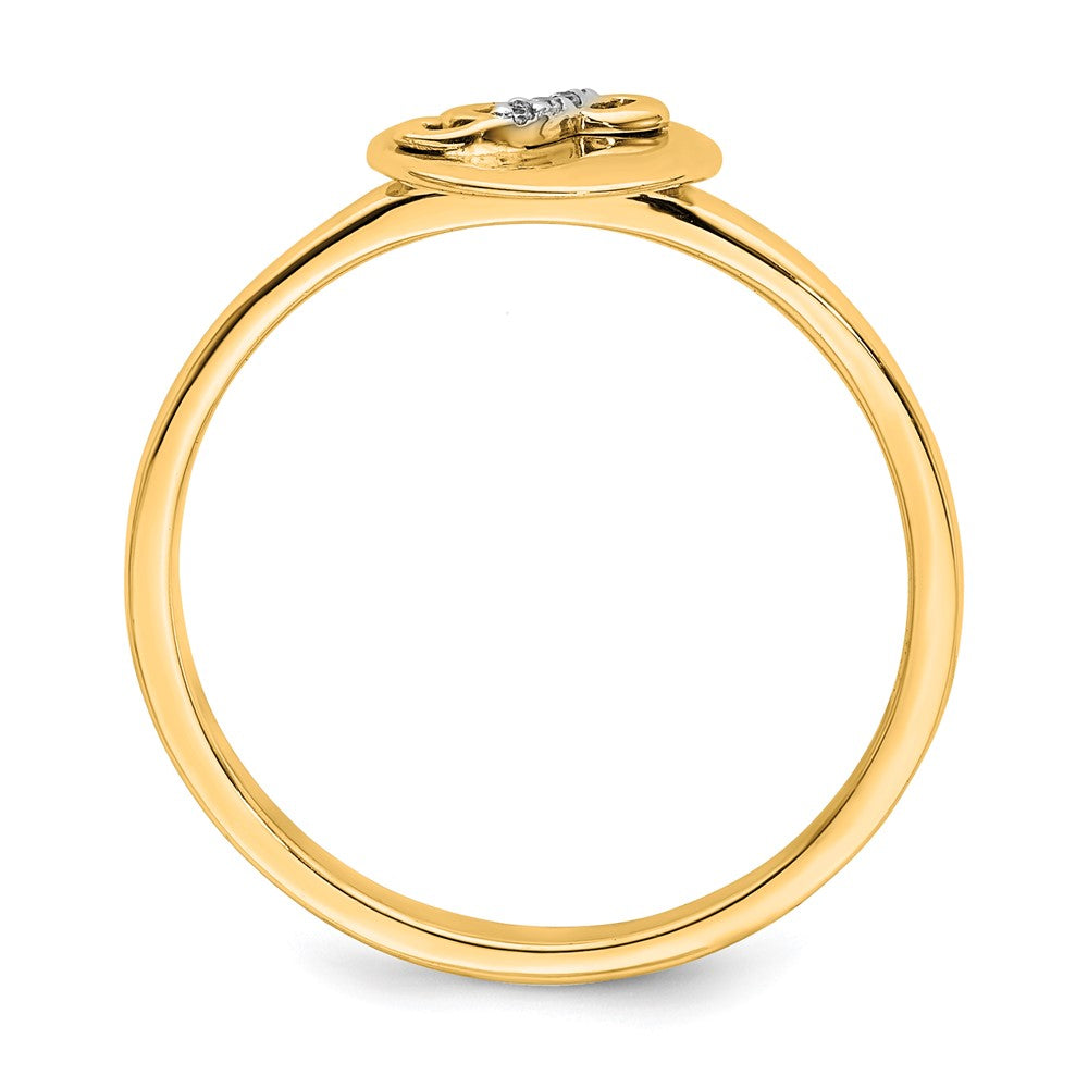 14K Gelbgold Ring mit natürlichem Diamant – Initiale „P“