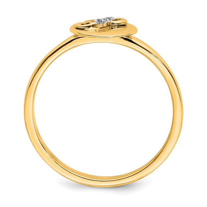 14K Gelbgold Ring mit natürlichem Diamant – Initiale „P“