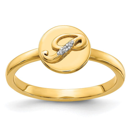 14K Gelbgold Ring mit natürlichem Diamant – Initiale „P“