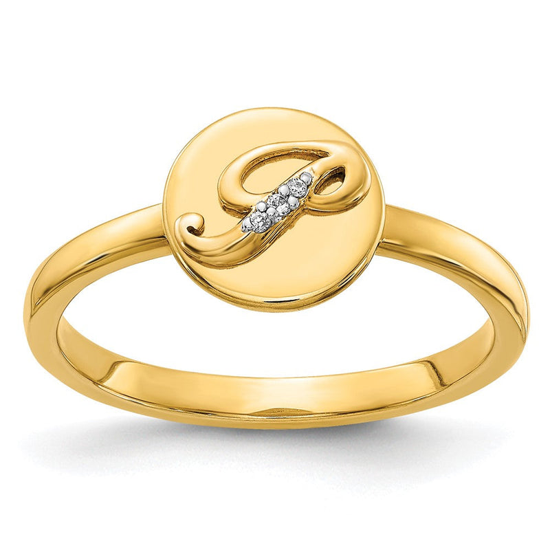 14K Gelbgold Ring mit natürlichem Diamant – Initiale „P“