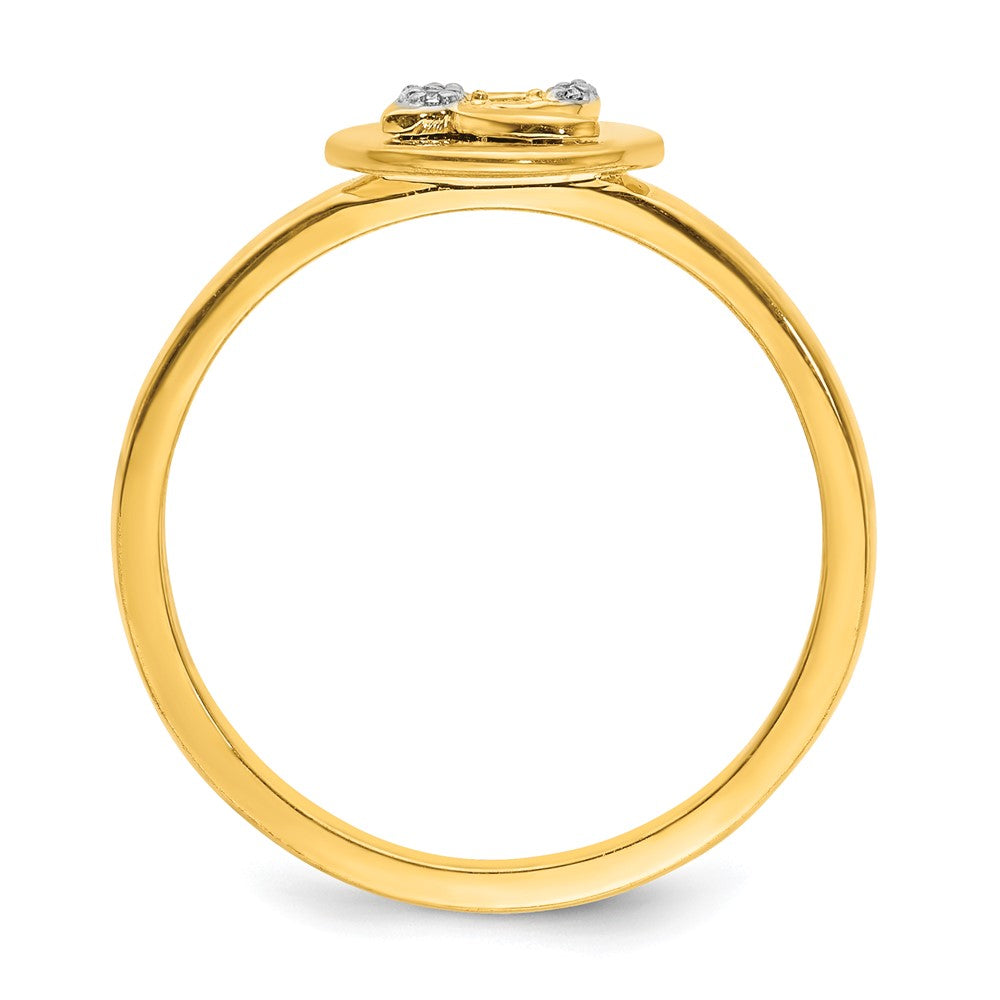 14K Gelbgold Ring mit Initiale „Q“ und natürlichen Diamanten