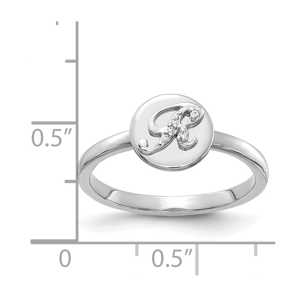 14K Weißgold Ring mit natürlichem Diamant-Buchstaben „R