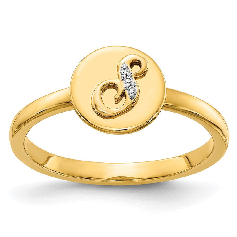 14K Gelbgold Ring mit natürlichem Diamant-Initial „S“