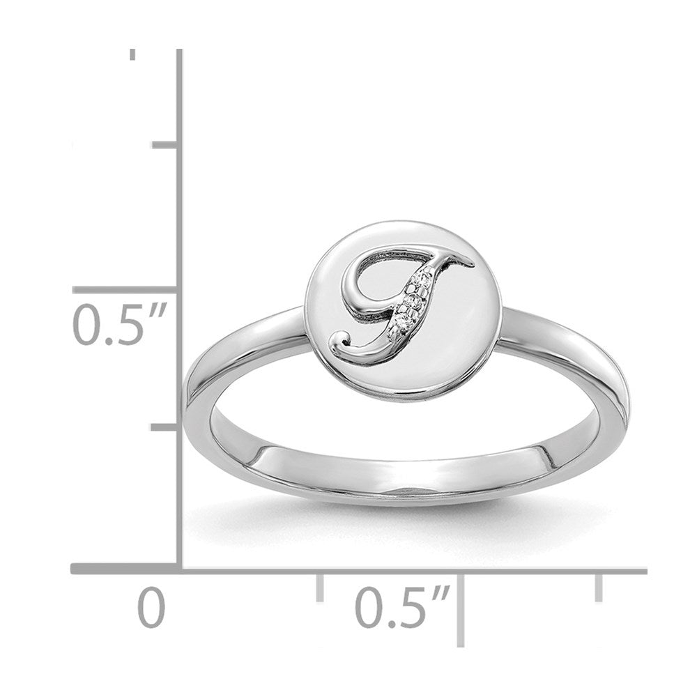 14K Weißgold Ring mit natürlichem Diamant-Initial „T“