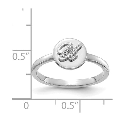 14K Weißgold Ring mit natürlichen Diamanten, Initiale „U“