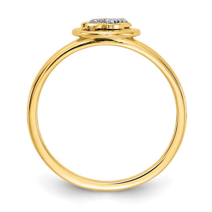 14K Gelbgold Ring mit natürlichem Diamant – Initiale „U“