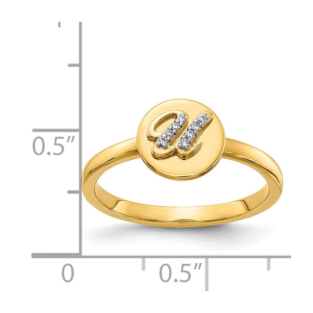 14K Gelbgold Ring mit natürlichem Diamant – Initiale „U“