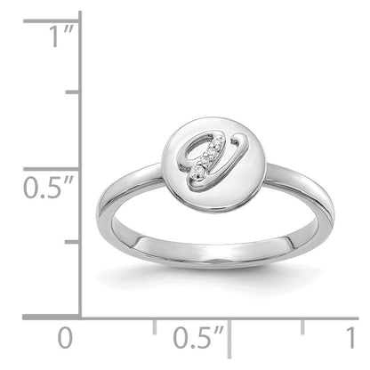 14K Weißgold Initialring „V“ mit natürlichen Diamanten