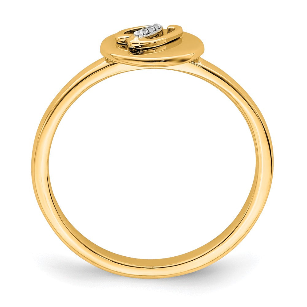 Ring mit Initiale „V" aus 14K Gelbgold mit natürlichen Diamanten