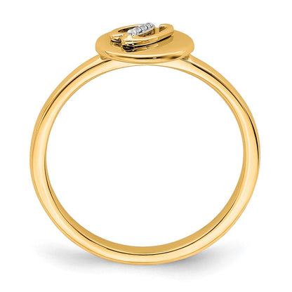 Ring mit Initiale „V" aus 14K Gelbgold mit natürlichen Diamanten