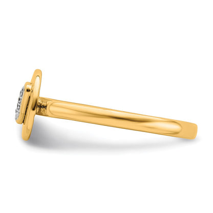 Ring mit Initiale „V" aus 14K Gelbgold mit natürlichen Diamanten
