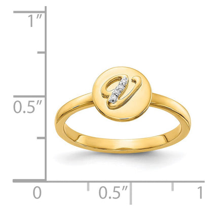 Ring mit Initiale „V" aus 14K Gelbgold mit natürlichen Diamanten