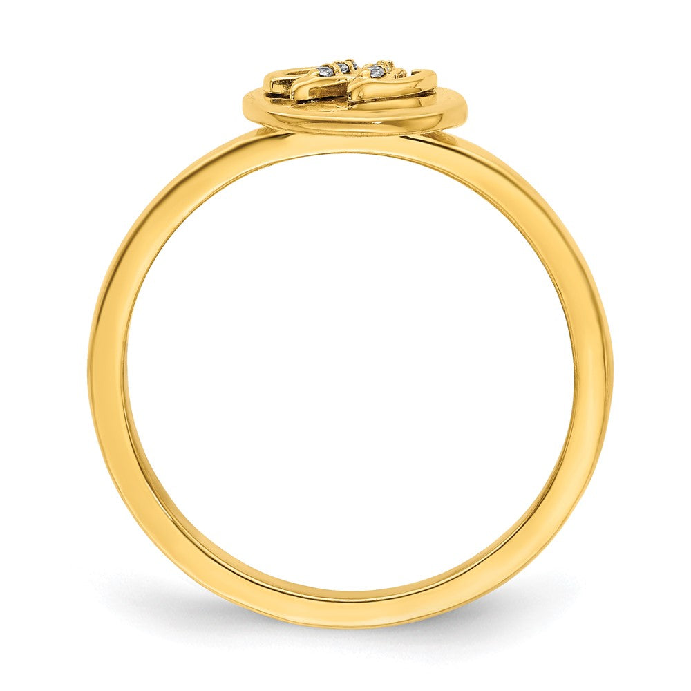 14K Gelbgold Ring mit natürlichem Diamant-Initial „W“