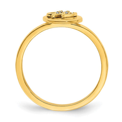 14K Gelbgold Ring mit natürlichem Diamant-Initial „W“