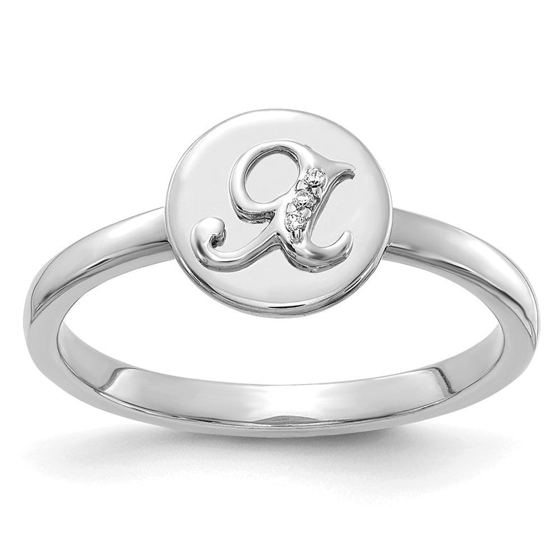 14K Weißgold Ring mit natürlichem Diamant-Initial „X“