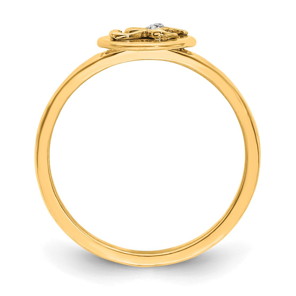 14K Gelbgold Ring mit natürlichem Diamant – Initiale „X“