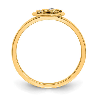 14K Gelbgold Ring mit natürlichem Diamant – Initiale „X“