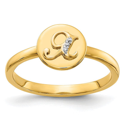 14K Gelbgold Ring mit natürlichem Diamant – Initiale „X“