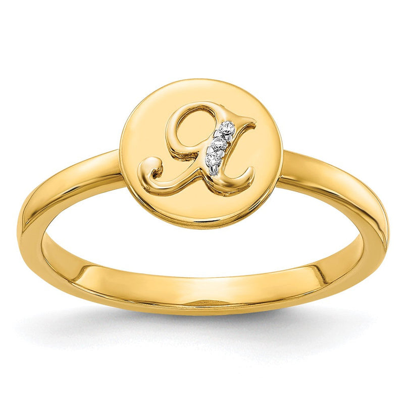 14K Gelbgold Ring mit natürlichem Diamant – Initiale „X“
