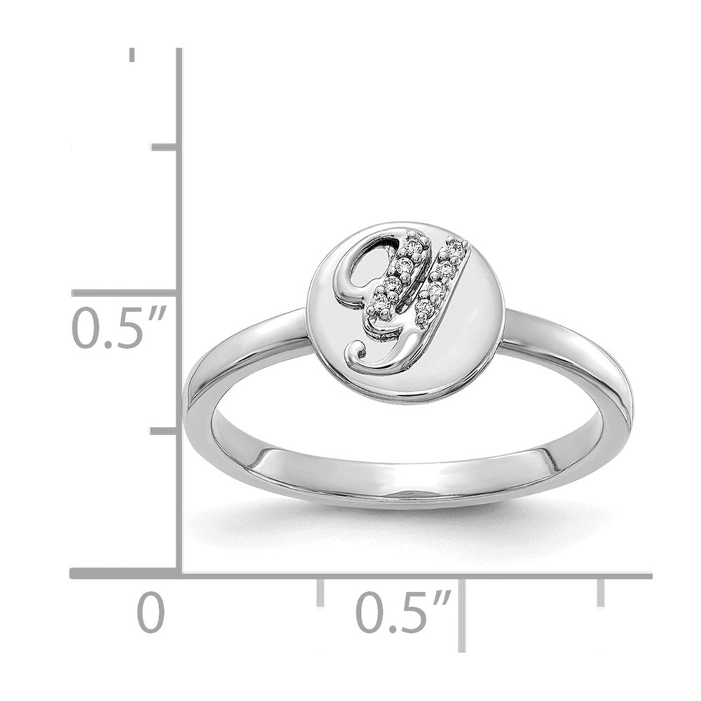 14K Weißgold Ring mit natürlichen Diamanten und Initiale „Y"