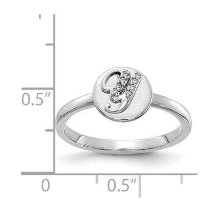 14K Weißgold Ring mit natürlichen Diamanten und Initiale „Y"