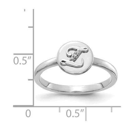 14K Weißgold Initialring „Z" mit natürlichen Diamanten