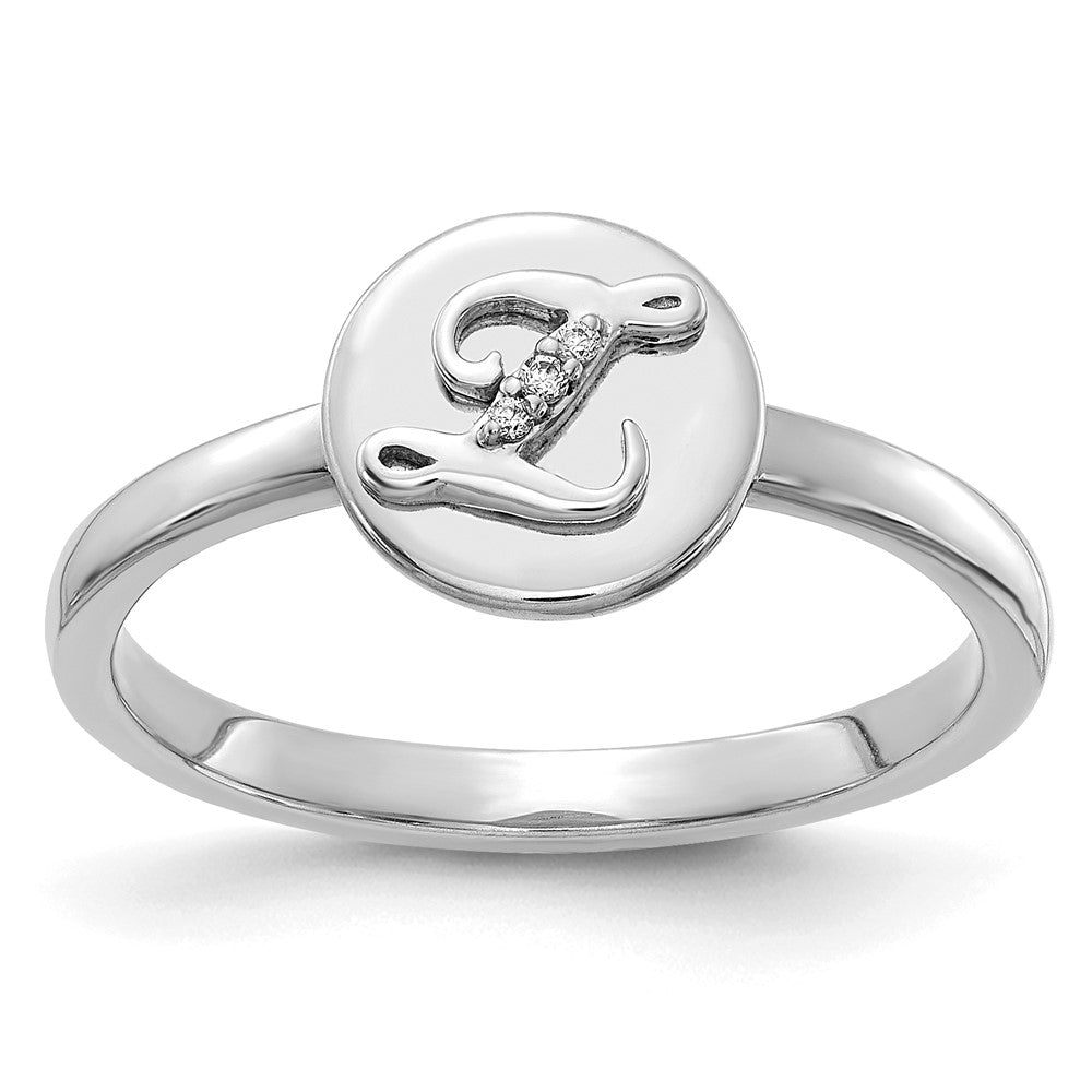 14K Weißgold Initialring „Z" mit natürlichen Diamanten