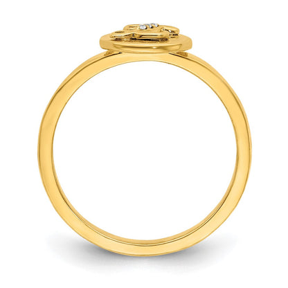 14K Gelbgold Ring mit echten Diamanten und Initiale „Z“