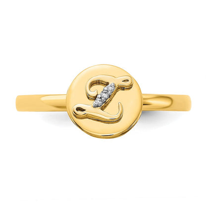 14K Gelbgold Ring mit echten Diamanten und Initiale „Z“
