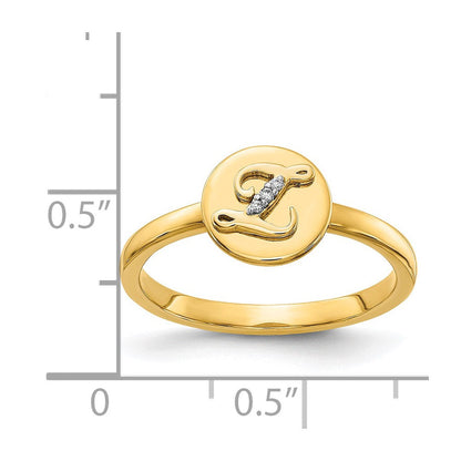 14K Gelbgold Ring mit echten Diamanten und Initiale „Z“