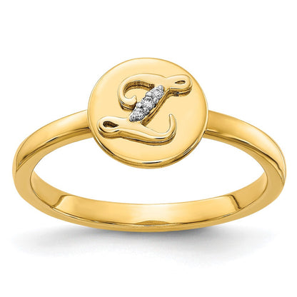 14K Gelbgold Ring mit echten Diamanten und Initiale „Z“